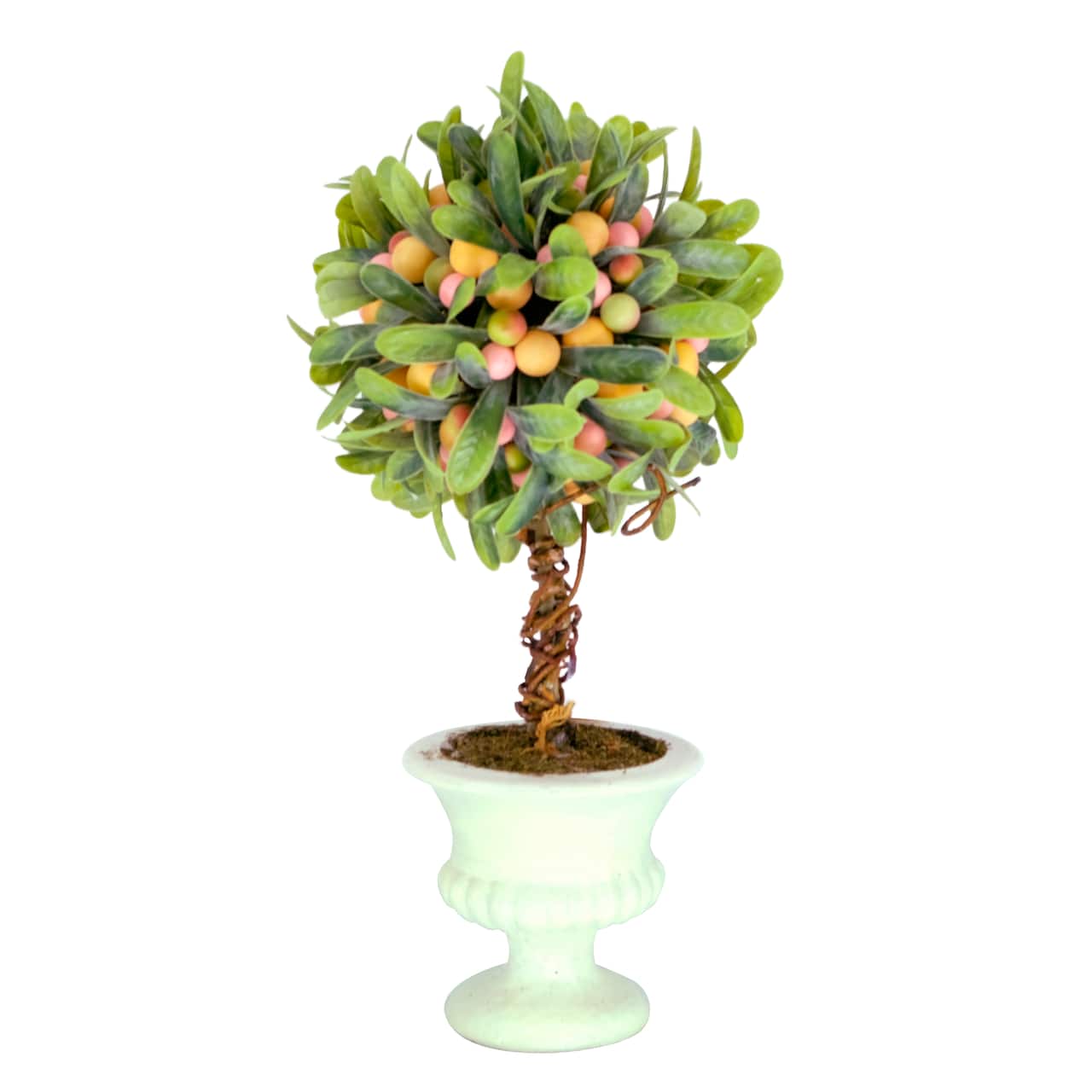14'' Multicolor Mini Spring Mistletoe Tree with Berries in Potted Pulp